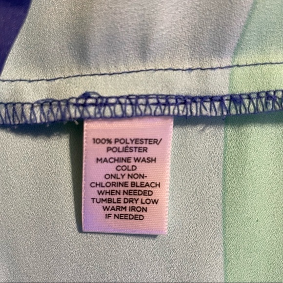 18. Ann Taylor Loft Green and Blue Striped Blouse - Picture 4 of 4